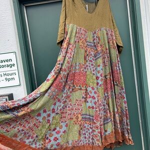 URU 90s Colorful Patchwork Maxi Dress
